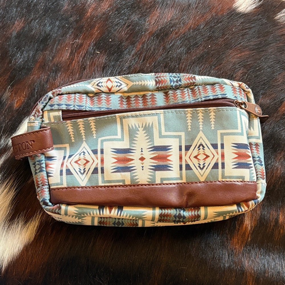 Pendleton Rustic Aztec Print Dopp Kit Toiletry Bag - Brown & Teal